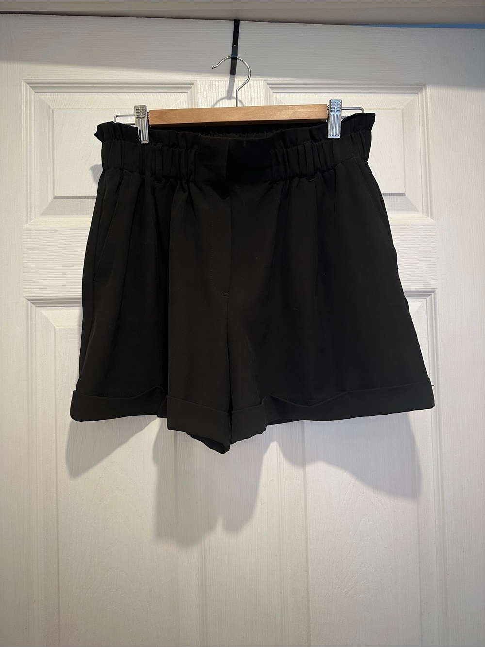 Dynamite Black Paperbag Waist Dress Shorts